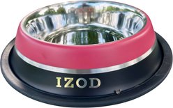 IZOD Pet Stainless Steel Dog Bowl, Red/Black