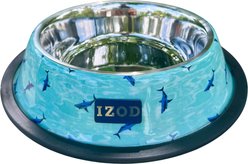 IZOD Pet Stainless Steel Dog Bowl, Shark Print