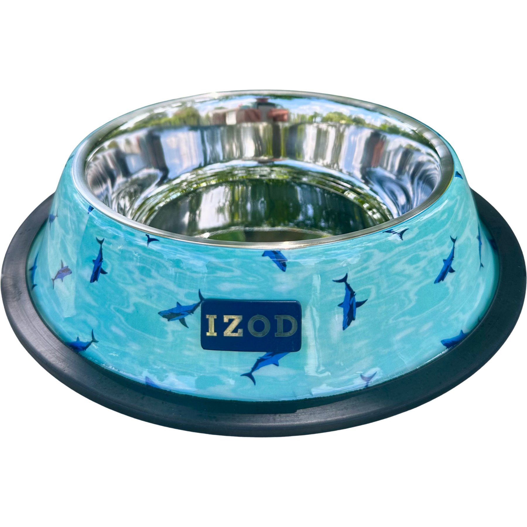 IZOD Pet Stainless Steel Dog Bowl, Shark Print
