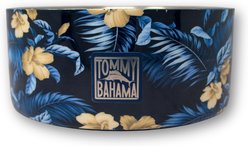 Tommy Bahama Pet Double Insulated Stainless Steel Dog Bowl, Navy Floral