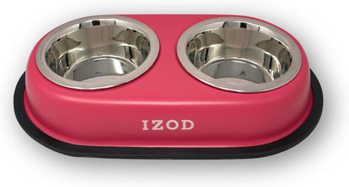 Show full view: IZOD Pet Stainless Steel Double Feeder Dog Bowl, Red slide 2 of 3