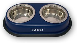 IZOD Pet Stainless Steel Double Feeder Dog Bowl, Navy slide 2 of 3