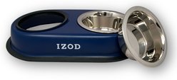 IZOD Pet Stainless Steel Double Feeder Dog Bowl, Navy