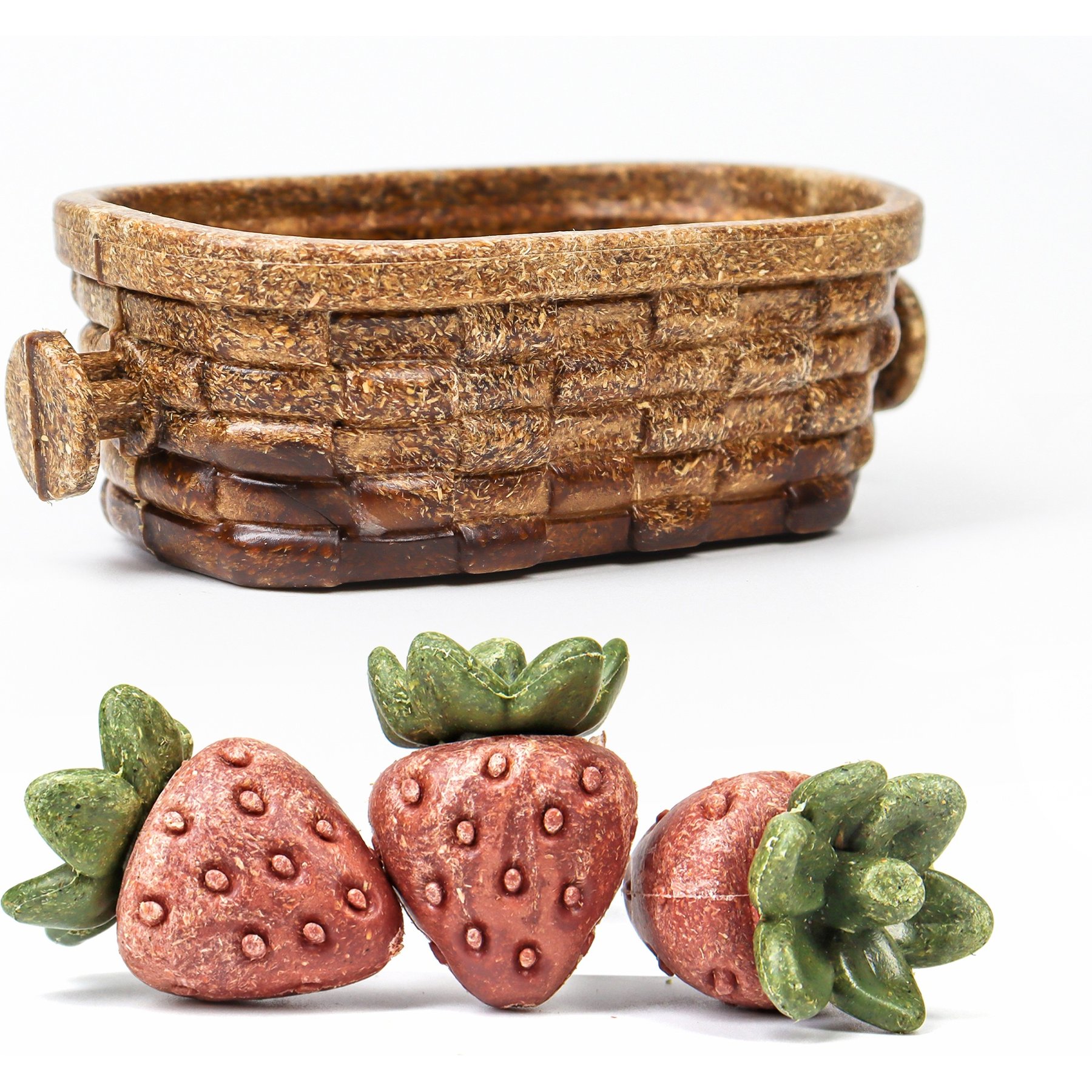 TEEWY Strawberry Basket Small Animal Chew Toys, 4 count