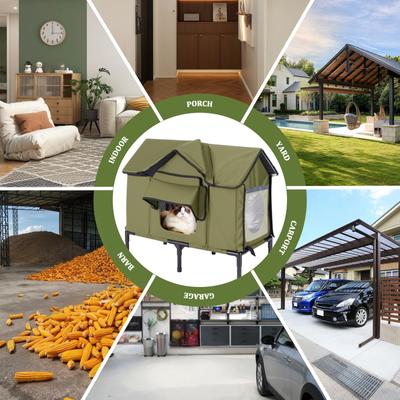 Show full view: Ownpets Coated-Metal Outdoor Heated Cat House, Olive Green, X-Large slide 8 of 9