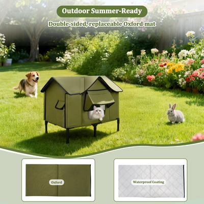Show full view: Ownpets Coated-Metal Outdoor Heated Cat House, Olive Green, X-Large slide 7 of 9