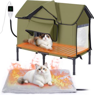 Show full view: Ownpets Coated-Metal Outdoor Heated Cat House, Olive Green, X-Large slide 2 of 9