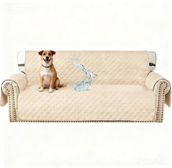 HOMAGICO Reversible Water Repellent Dog Sofa Cover with Elastic Straps, 80 x 123-in, Beige