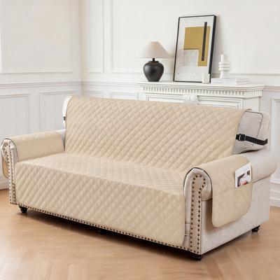 Show full view: HOMAGICO Reversible Water Repellent Dog Sofa Cover with Elastic Straps, 80 x 123-in, Beige slide 4 of 4