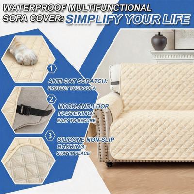 Show full view: HOMAGICO Reversible Water Repellent Dog Sofa Cover with Elastic Straps, 80 x 123-in, Beige slide 2 of 4
