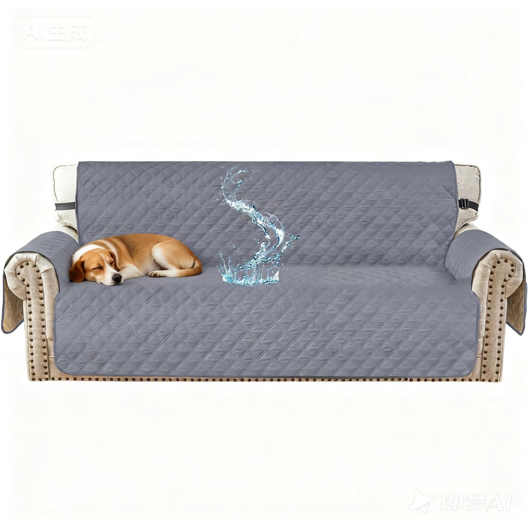 HOMAGICO Reversible Water Repellent Dog Sofa Cover with Elastic Straps, 80 x 123-in, Grey/Blue