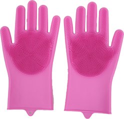 WZ PET Multi-Functional Dog, Cat, Rabbit & Horse Beauty Bathing Gloves, Medium, 2 count, Pink