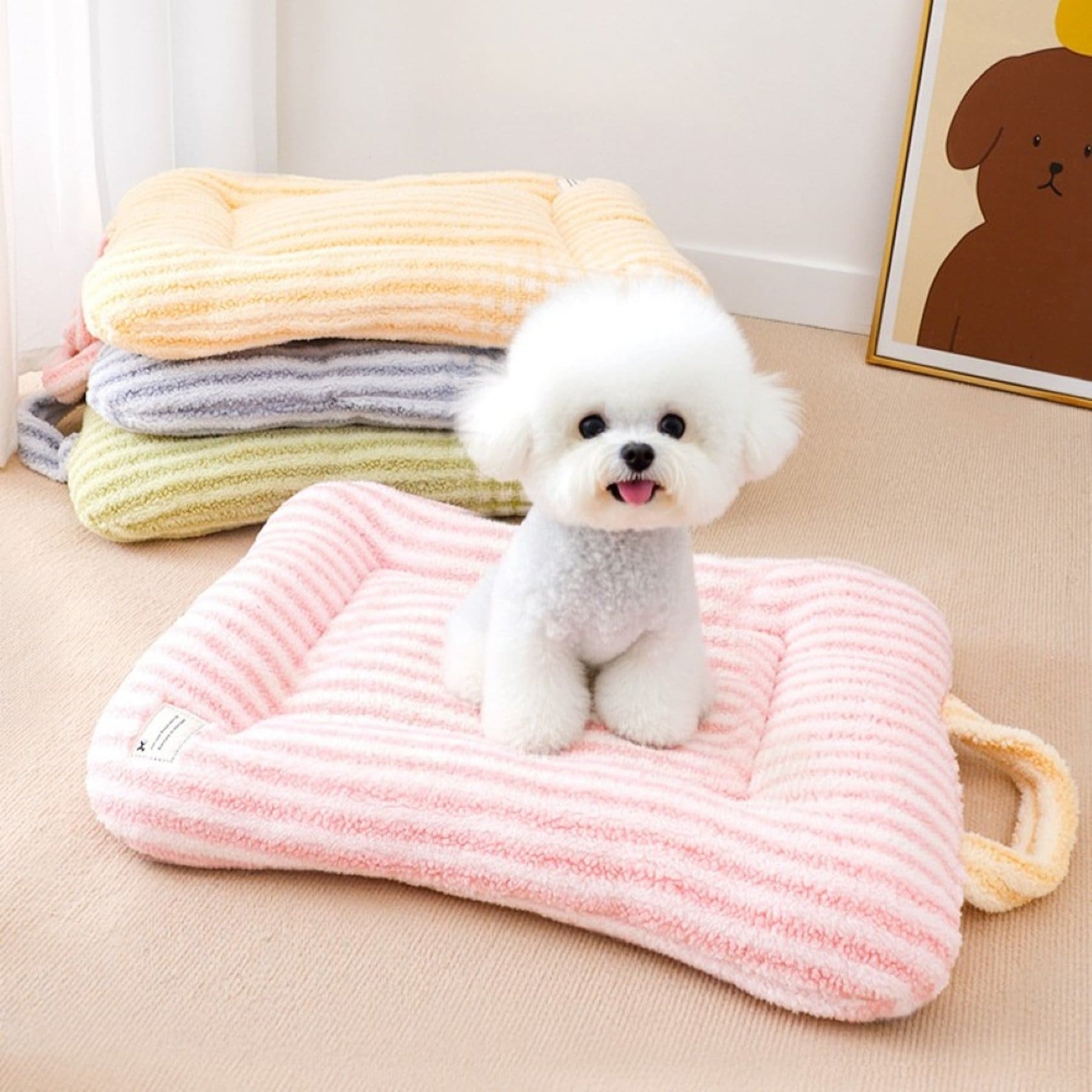 Fairela Fairela Double Sided Plush Square Cat Bed Mat with Raised Edges, Medium, Pink