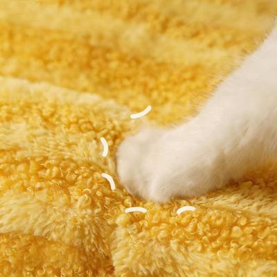 Show full view: Fairela Double Sided Plush Square Cat Bed Mat with Raised Edges, Medium, Yellow slide 5 of 9
