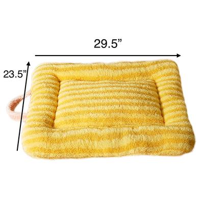 Show full view: Fairela Double Sided Plush Square Cat Bed Mat with Raised Edges, Medium, Yellow slide 4 of 9