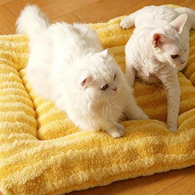 Show full view: Fairela Double Sided Plush Square Cat Bed Mat with Raised Edges, Medium, Yellow slide 7 of 9