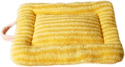 Fairela Double Sided Plush Square Cat Bed Mat with Raised Edges, Medium, Yellow
