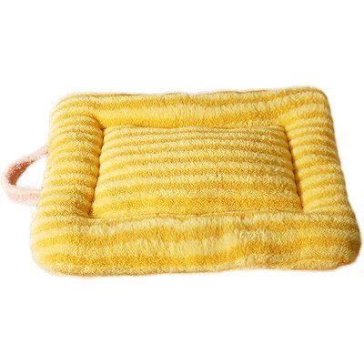 Fairela Fairela Double Sided Plush Square Cat Bed Mat with Raised Edges, Medium, Yellow