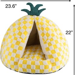 Fairela Pineapple-Shaped Covered Cat Camping Bed with Plush Cushion, Yellow, Medium slide 2 of 8