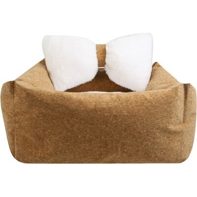 Fairela Fairela Anti-Fur Plush Cat Bed with Removable Cushions, Brown/White, Medium