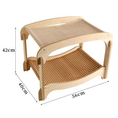 Show full view: Fairela Two-Tier Cat Lounger Bed with Wooden Frame Hammock, Beige, Large slide 9 of 9