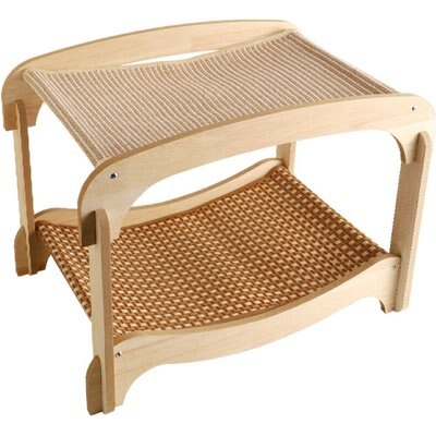 Fairela Fairela Two-Tier Cat Lounger Bed with Wooden Frame Hammock, Beige, Large