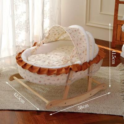 Show full view: Fairela French-Style Rocking Cat Bed with Wooden Stand & Canopy, White, Medium slide 9 of 9