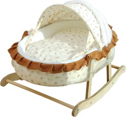 Fairela French-Style Rocking Cat Bed with Wooden Stand & Canopy, White, Medium