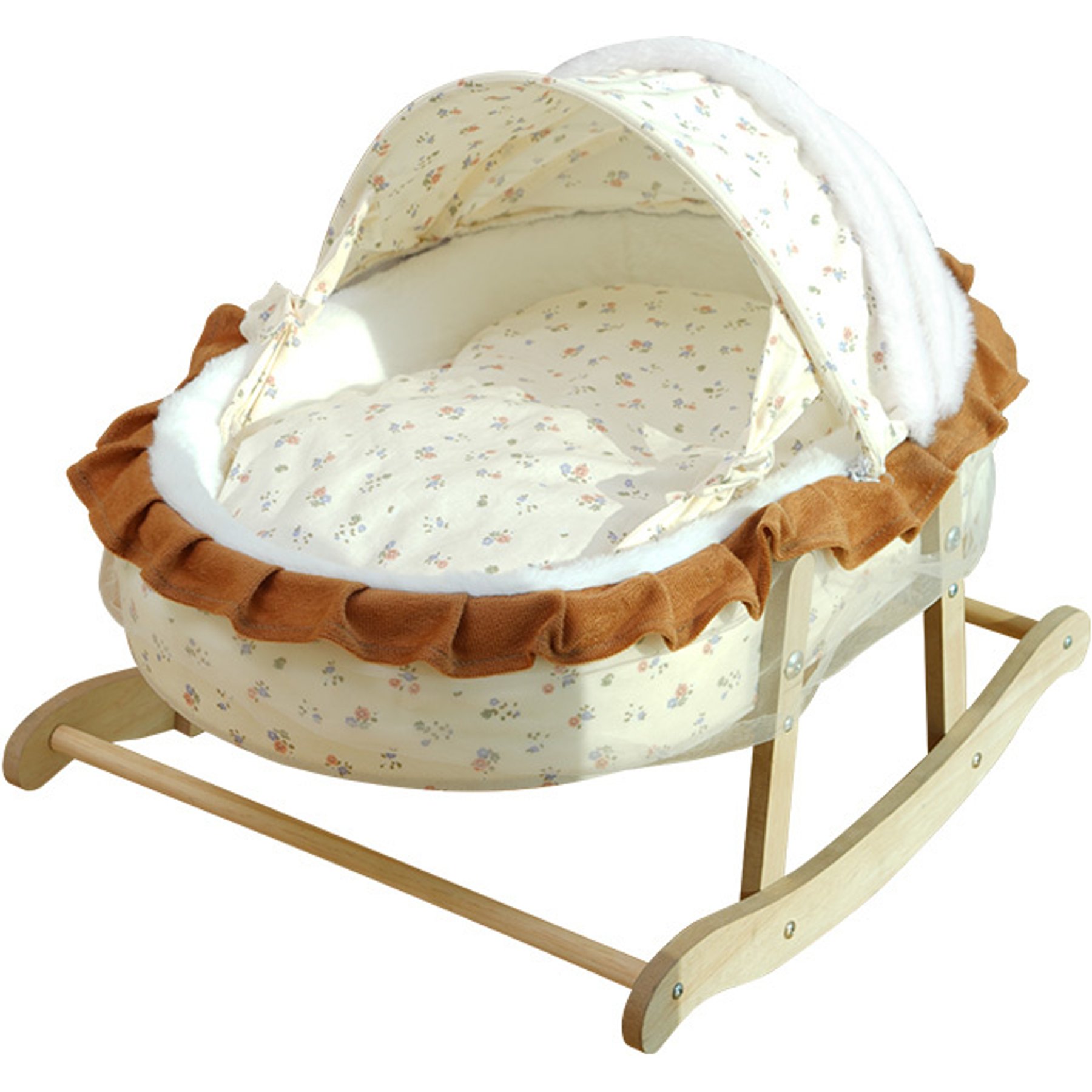 Fairela French-Style Rocking Cat Bed with Wooden Stand & Canopy, White, Medium