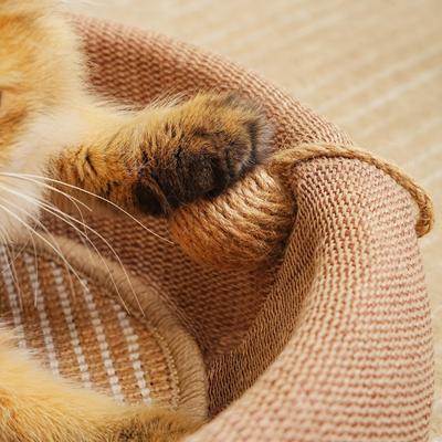 Show full view: Fairela Modern Wooden Cat Lounge Bed with Hanging Sisal Ball, Beige, Large slide 4 of 9