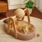 Show in main carousel: Fairela Modern Wooden Cat Lounge Bed with Hanging Sisal Ball, Beige, Large slide 2 of 9