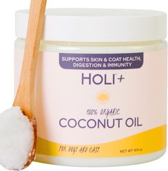 HOLI Organic Virgin Cold-Pressed Coconut Oil Skin & Coat Supplement for Dogs, 16-fl oz bottle