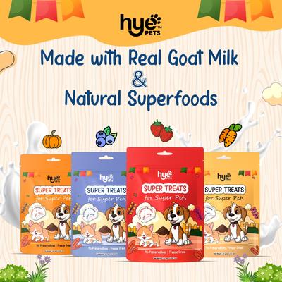 Show full view: hye PETS Super Treats for Super Pets Goat Milk, Blueberry, & Banana Freeze-Dried Dog Food, 1.05-oz slide 6 of 8