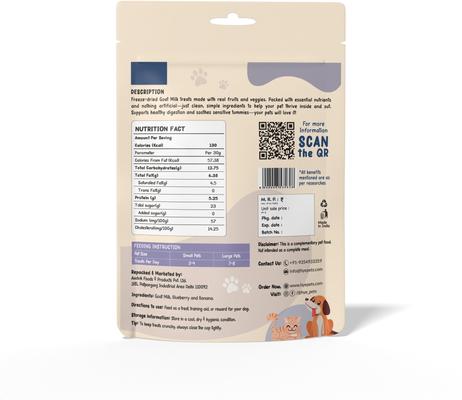 Show full view: hye PETS Super Treats for Super Pets Goat Milk, Blueberry, & Banana Freeze-Dried Dog Food, 1.05-oz slide 3 of 8