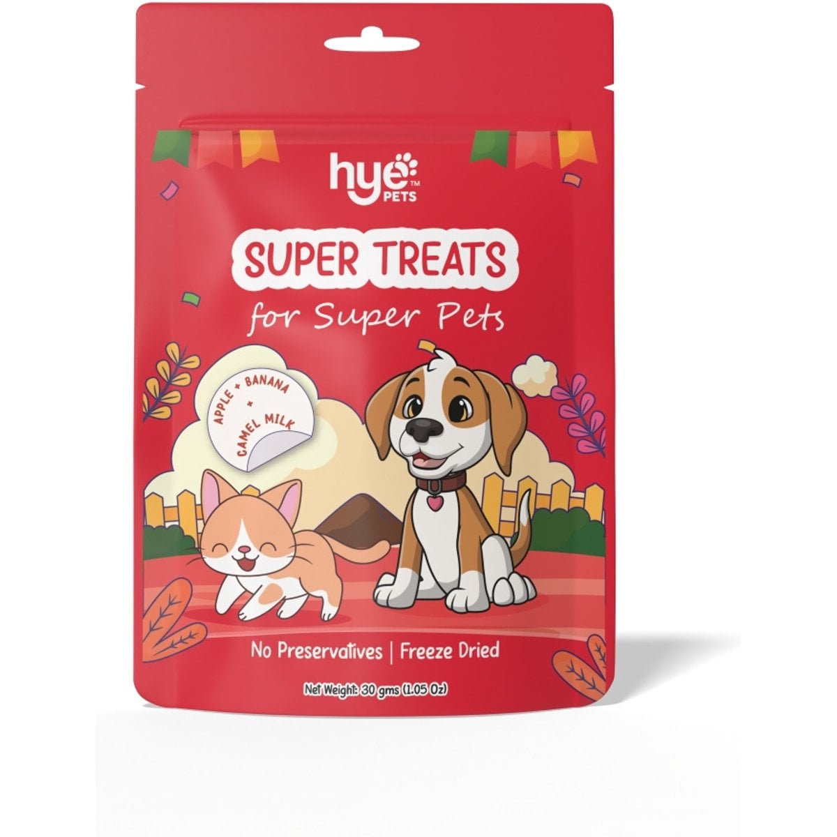 HYE Pets Super Treats for Super Pets Camel Milk, Apple, & Banana Freeze-Dried Dog Food, 1.05-oz