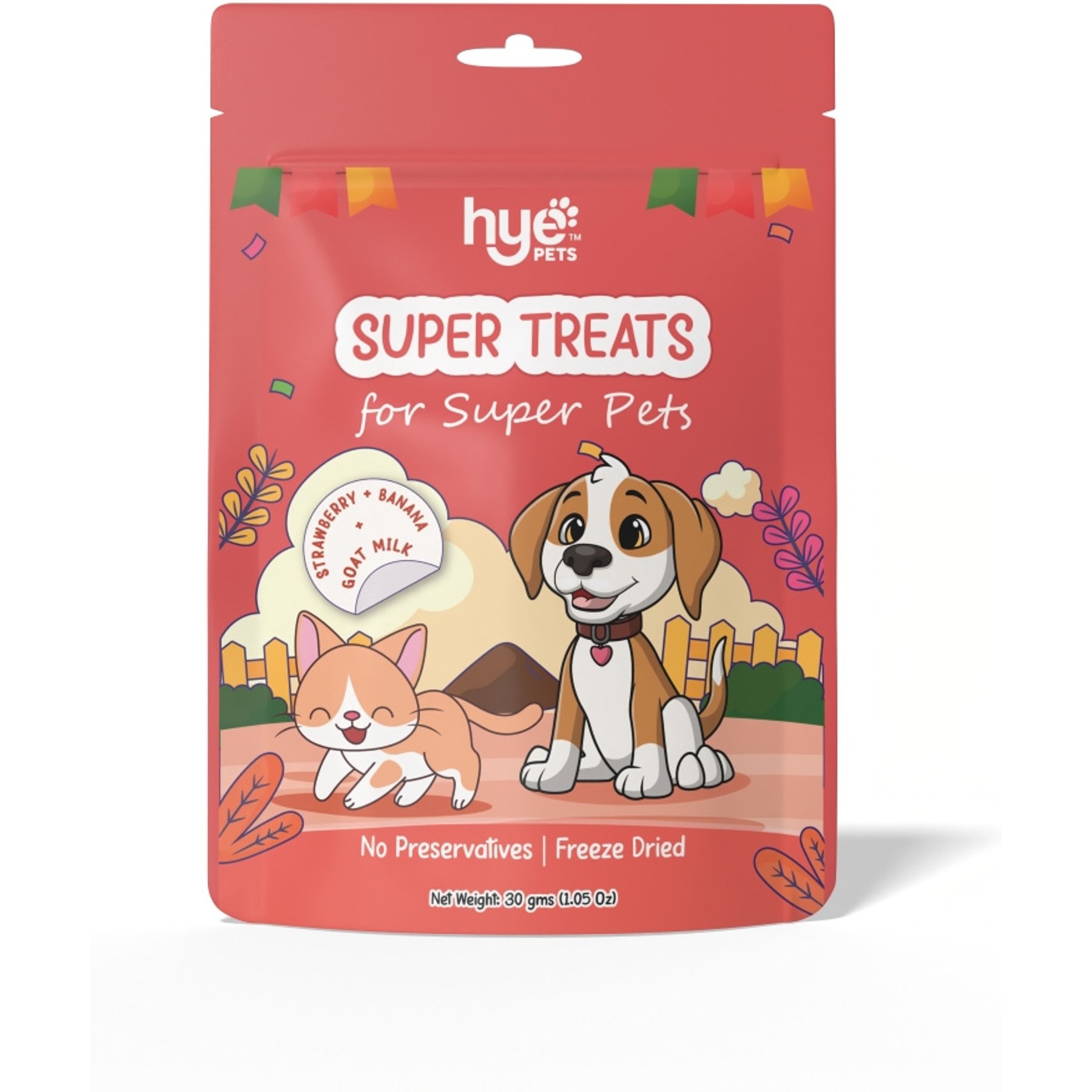 HYE Pets Super Treats for Super Pets Goat Milk, Strawberry, & Banana Freeze-Dried Dog Food, 1.05-oz