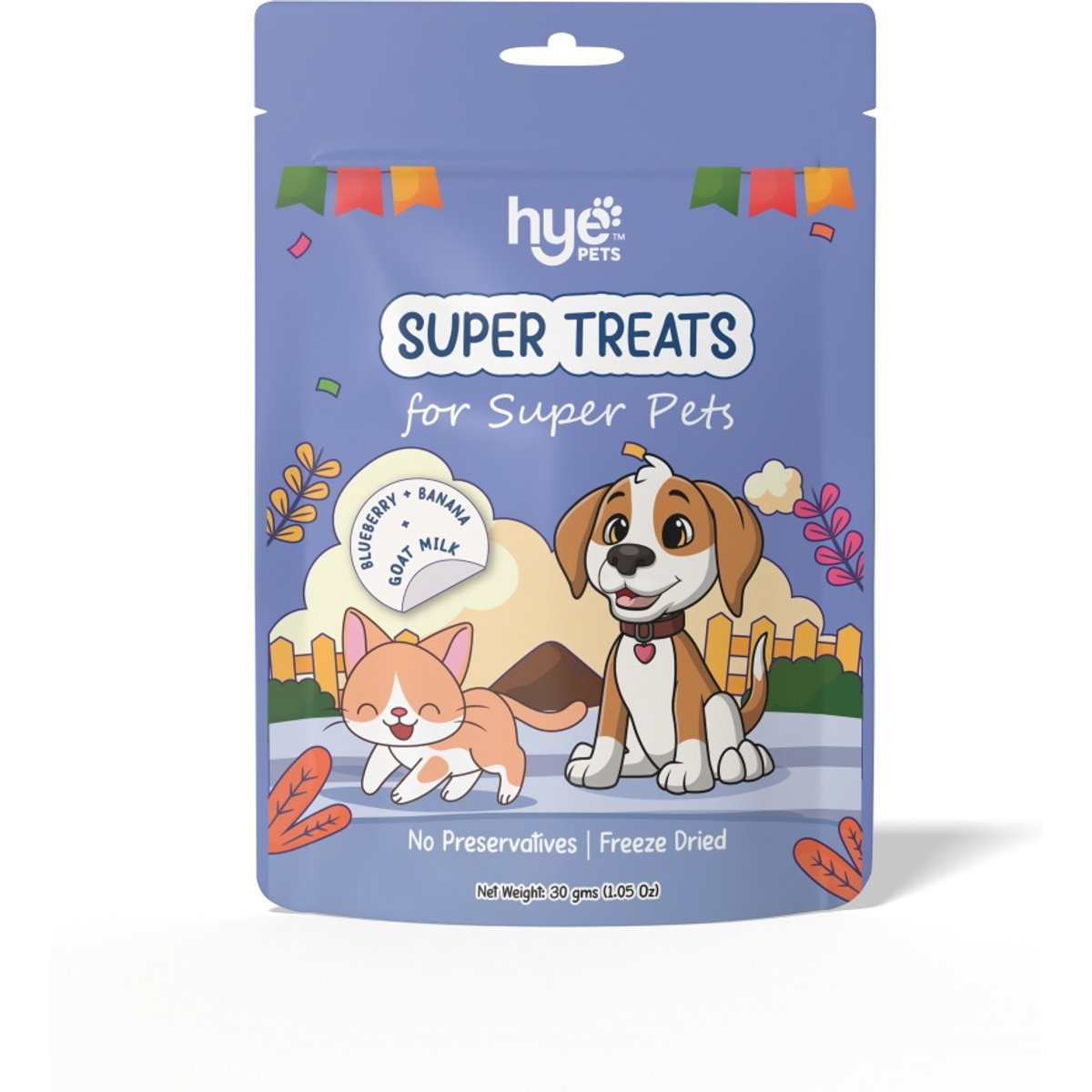 HYE Pets Super Treats for Super Pets Goat Milk, Blueberry, & Banana Freeze-Dried Dog Food, 1.05-oz