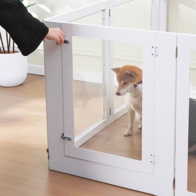 Show full view: RYPetmia Heavy Duty Clear Acrylic Dog, Cat & Small Pet Playpen with Door, Small, 6-panel, White slide 8 of 10
