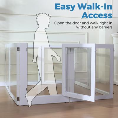 Show full view: RYPetmia Heavy Duty Clear Acrylic Dog, Cat & Small Pet Playpen with Door, Small, 6-panel, White slide 7 of 10