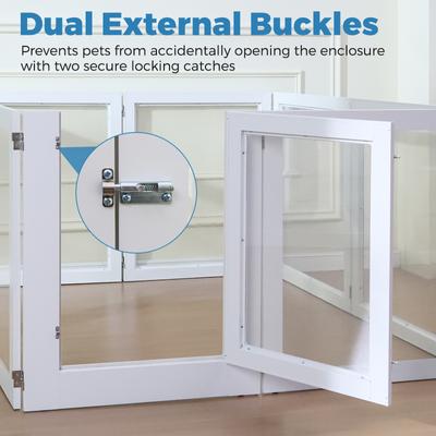 Show full view: RYPetmia Heavy Duty Clear Acrylic Dog, Cat & Small Pet Playpen with Door, Small, 6-panel, White slide 6 of 10