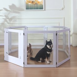 RYPetmia Heavy Duty Clear Acrylic Dog, Cat & Small Pet Playpen, Medium: 31.5-in, White