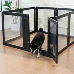 RYPetmia Heavy Duty Clear Acrylic Dog, Cat & Small Pet Playpen, Medium: 31.5-in, Black slide 2 of 9