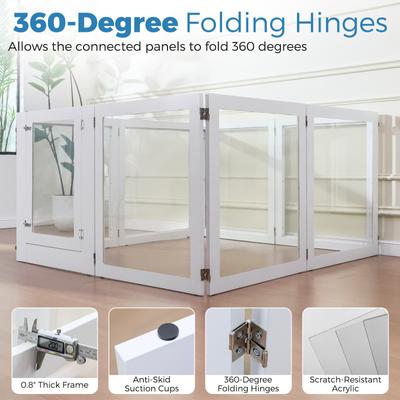 Show full view: RYPetmia Heavy Duty Clear Acrylic Dog, Cat & Small Pet Playpen, Medium: 31.5-in, White slide 4 of 9