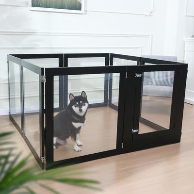 Show full view: RYPetmia Heavy Duty Clear Acrylic Dog, Cat & Small Pet Playpen, Medium: 31.5-in, Black slide 6 of 9