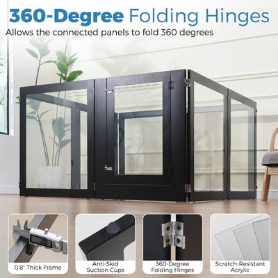 Show full view: RYPetmia Heavy Duty Clear Acrylic Dog, Cat & Small Pet Playpen with Door, Small, 6-panel, Black slide 5 of 10