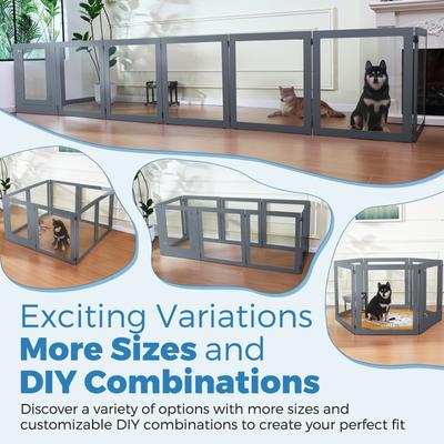 Show full view: RYPetmia Heavy Duty Clear Acrylic Dog, Cat & Small Pet Playpen with Door, Grey, Medium, 8-panel slide 9 of 9