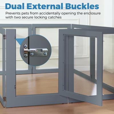 Show full view: RYPetmia Heavy Duty Clear Acrylic Dog, Cat & Small Pet Playpen with Door, Grey, Medium, 8-panel slide 5 of 9