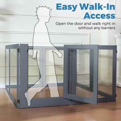 Show full view: RYPetmia Heavy Duty Clear Acrylic Dog, Cat & Small Pet Playpen with Door, Grey, Medium, 8-panel slide 6 of 9