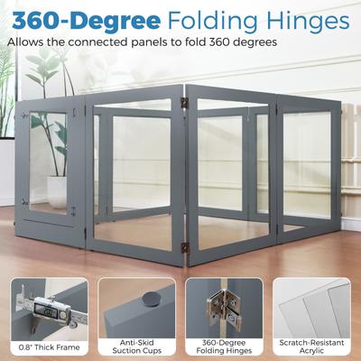 Show full view: RYPetmia Heavy Duty Clear Acrylic Dog, Cat & Small Pet Playpen with Door, Grey, Medium, 8-panel slide 4 of 9