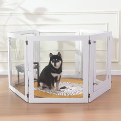 RYPetmia Heavy Duty Clear Acrylic Dog, Cat & Small Pet Playpen with Door, Small, 6-panel, White slide 2 of 9